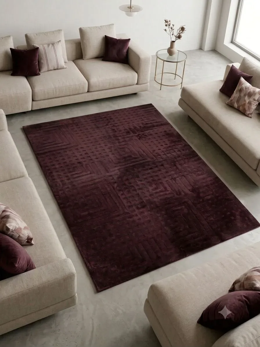ALFOMBRA TIPO GOLDEN VINO TEXTURA GRECA