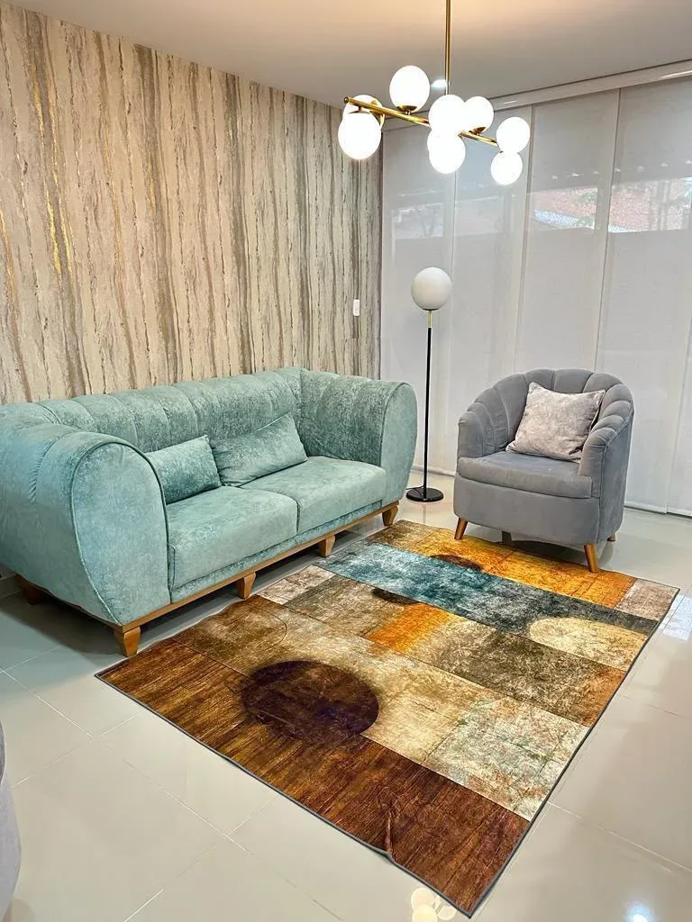 ALFOMBRA TIPO PERSA PATCHWORK CÍRCULOS TIERRA